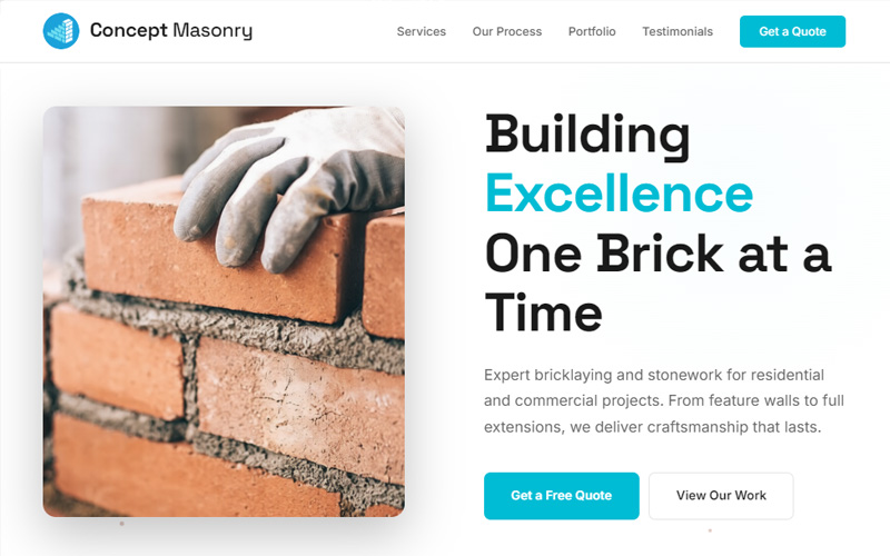 Concept Masonry website example